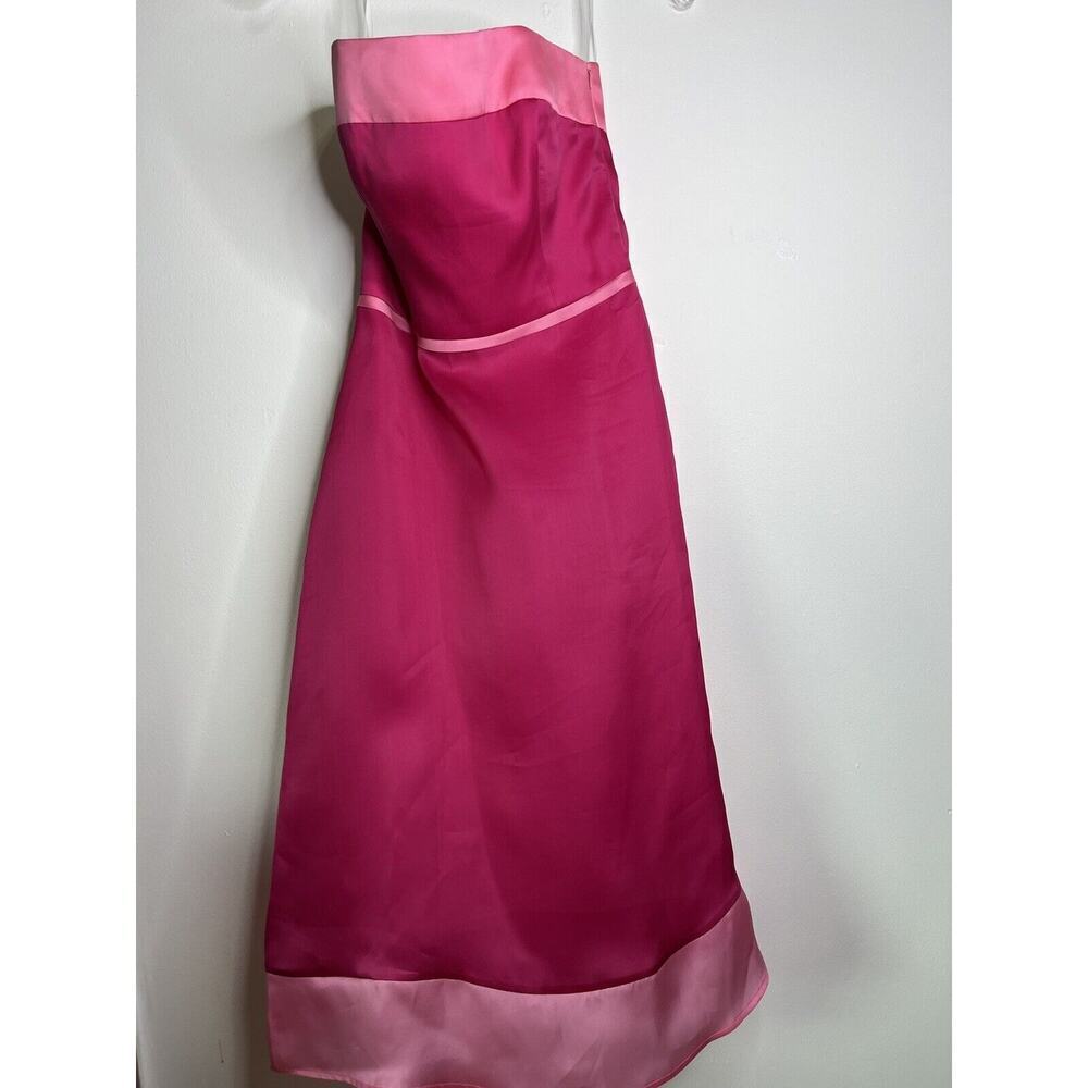 Thread Strapless A Line Party Cocktail Dress Hot Pink Size 6 Side Zipper